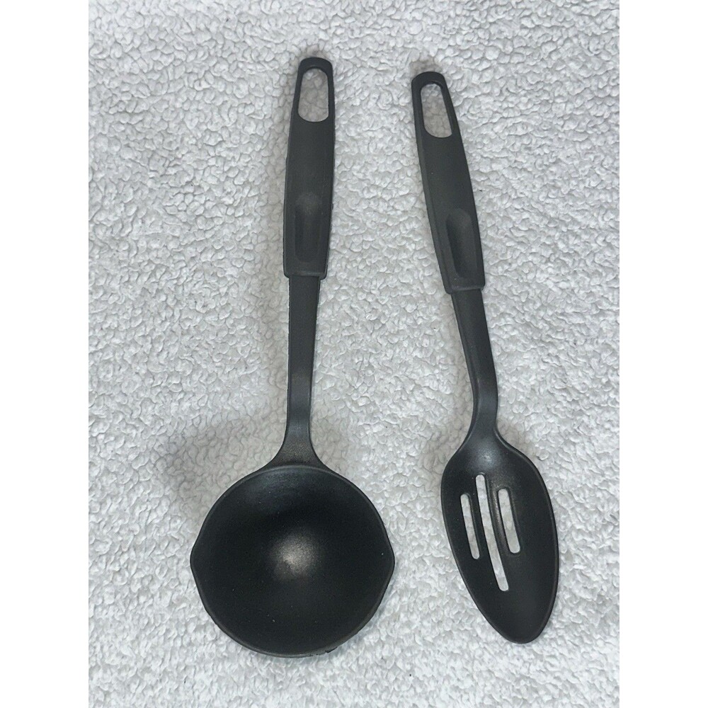 Ladle Scoop And Slotted Scoop Server Black Plastic
